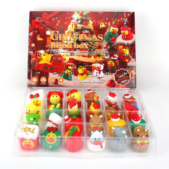 24Pcs Christmas Rubber Ducks Advent Calendar 24-Day Countdown Box Fun Decorative Kids Gift Xmas