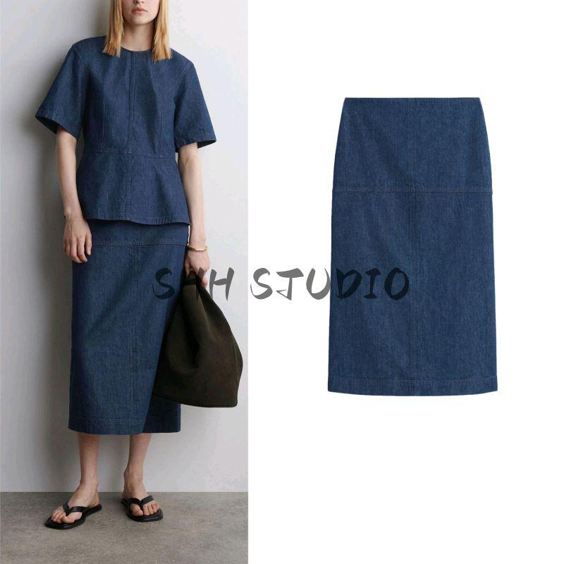 CS Autumn New Women's Clothing Elegance Wind Back Slit Decoration Slim Fit Denim Denim Pencil Skirt 1286798