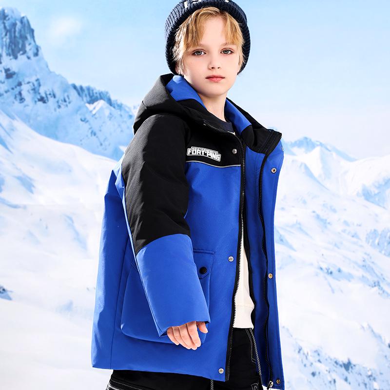 2025 Pojkars Mellanlång Svarta Dunjacka, Förtjockad Vindtät Koreansk Stil för Barn