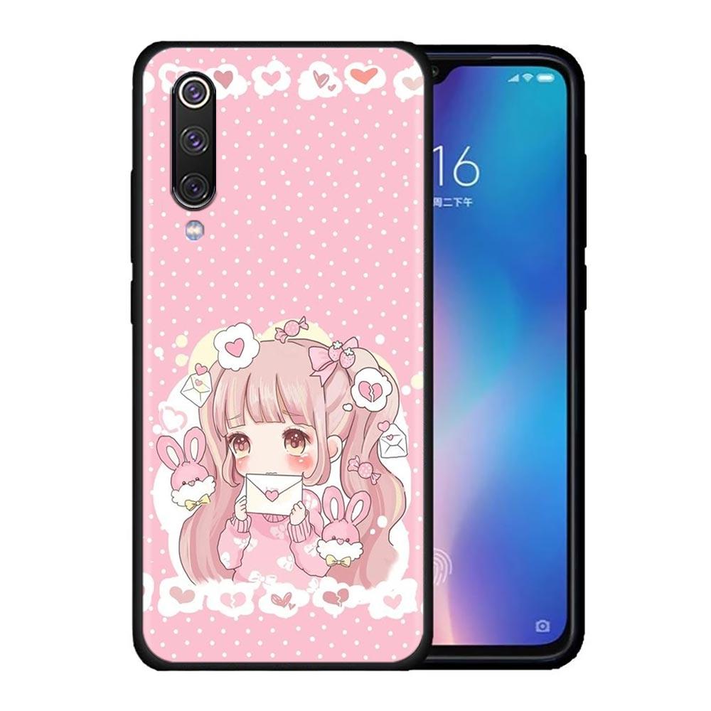 

Kawaii аниме милый красивый чехол для телефона для девочек для Xiaomi Mi A2 8 9 SE 9T 10 10T 10S CC9 E Note 10 Lite Pro 5G 4G черный чехол Xiaomi Note 10 Lite