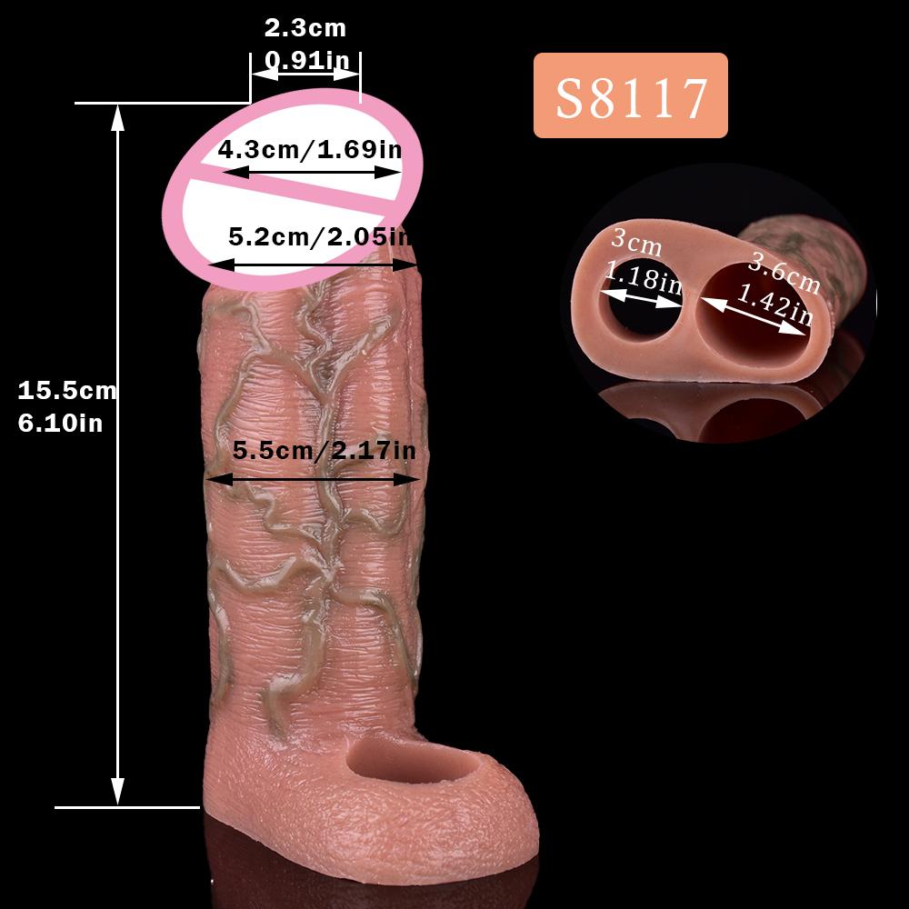 SXXY Büyük Sıvı Silikon Gerçekçi Penis Kollu Erkekler Için Dick Büyütme Cilt Duygu Yetişkin Erkek Seks Oyuncak Gecikme Boşalma