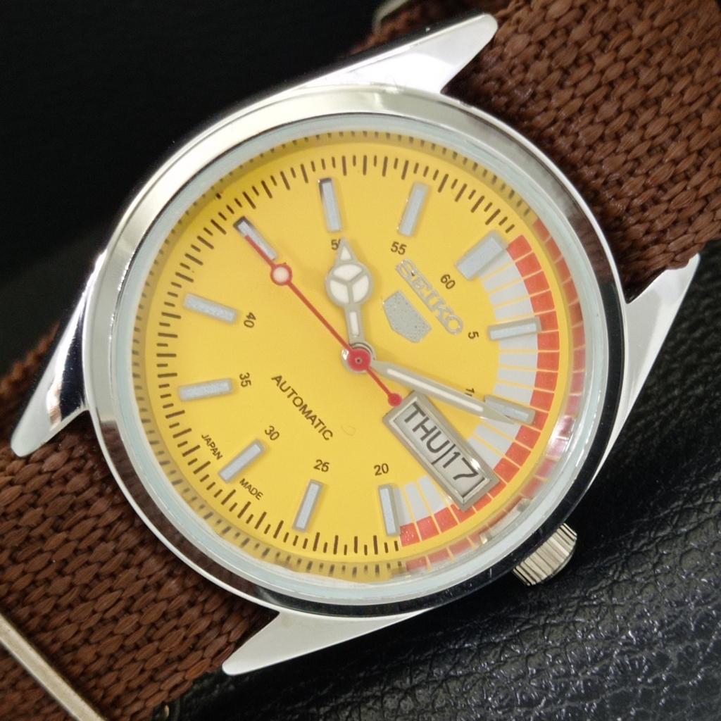 AUTOMATIC VINTAGE REFURBISHED SEIKO 5 6309A JAPAN MENS YELLOW WATCH A440870-4 Sk-a440870