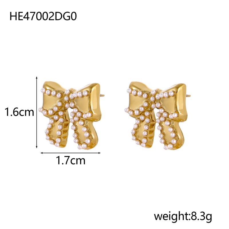 CARLIDANA Fashion Waterproof Stainless Steel Earring Trendy Bow Earrings Gold Plated Butterfly Bow Knot Stud Earrings for Women