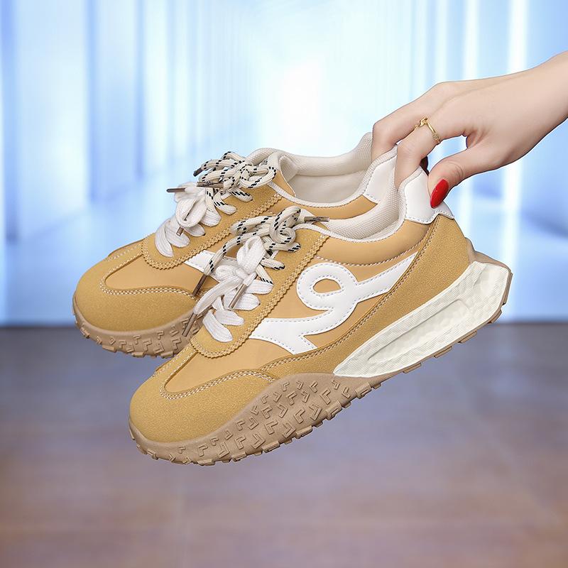 Platform-soled German training shoes women's 2025 spring new color matching Forrest Gump shoes casual versatile non-slip running sports dad shoes