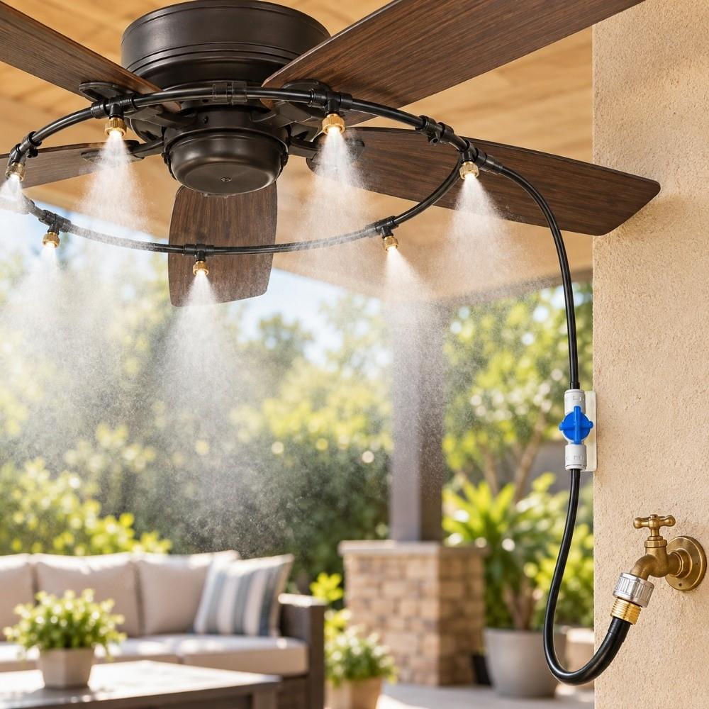 Black Misting Cooling System Plastic Water Mist Cooling System Durable Fan Misting Ring  For Garden