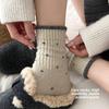 Sock - Winter Polka Dot Soft Lace Versatile Mid-calf Socks with Stretch, Soft Fabric, Comfortable and Warm Wool Socks
