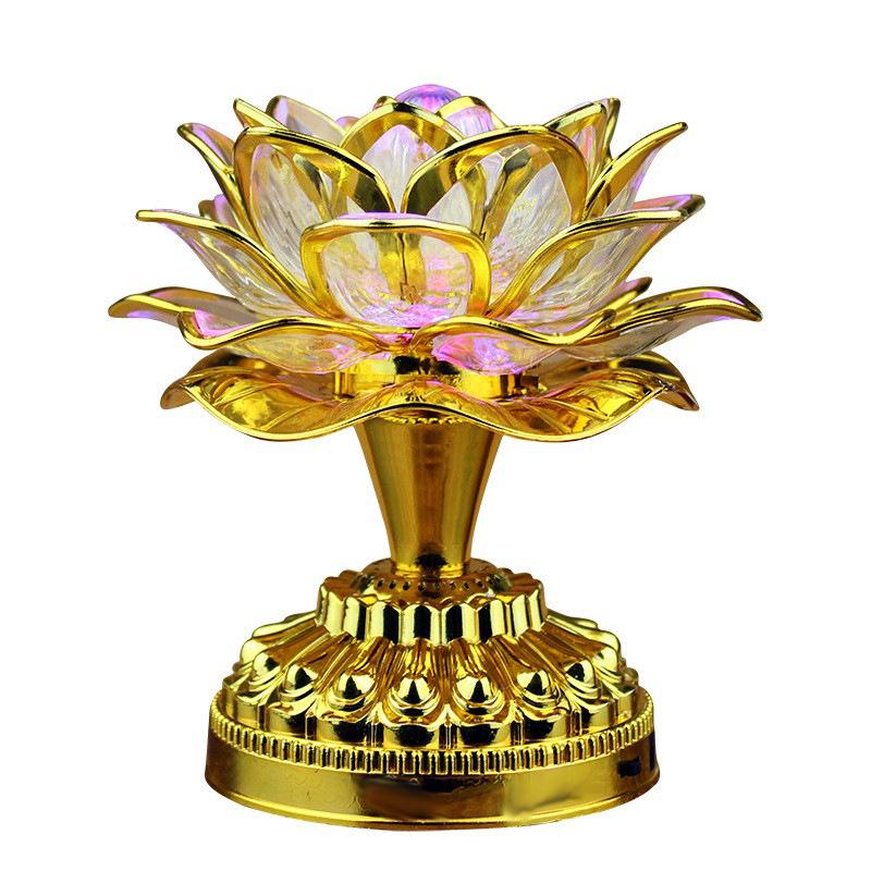 1Pc Colorful Lotus Lamp Led Lamp Electronic Changming Lotus Lamp Guanyin God of Wealth Offering Lamp Wholesale Buddha Lamp Buddhist Utensils