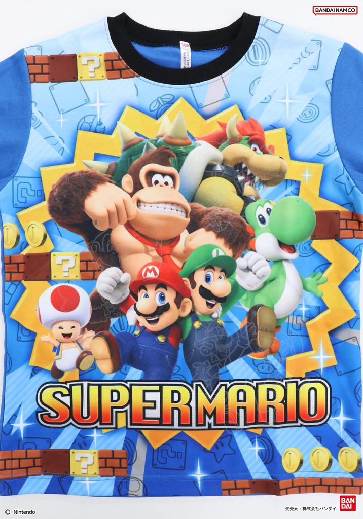 Kaitak Family Super Mario Kids' Illuminating Pajamas, Long Sleeve, Spring/Autumn, Sizes 110cm, 120cm, and 130cm (110cm, Blue)