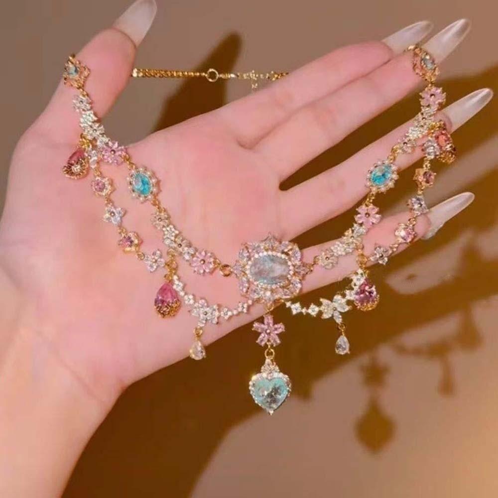 Lightweight Fairy Core Necklace Silver Plated Tassel Statement Chain  Photoshoot Props