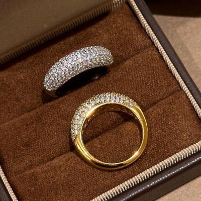 Retro Starodávne Zlaté Plný Rad Diamantov Diamantový Prsteň Polovičný Kruh Cigánska Hviezda Vykladaný Ľahký Luxus Jednoduchý Vysoko Elegantný Personalizovaný Prsteň