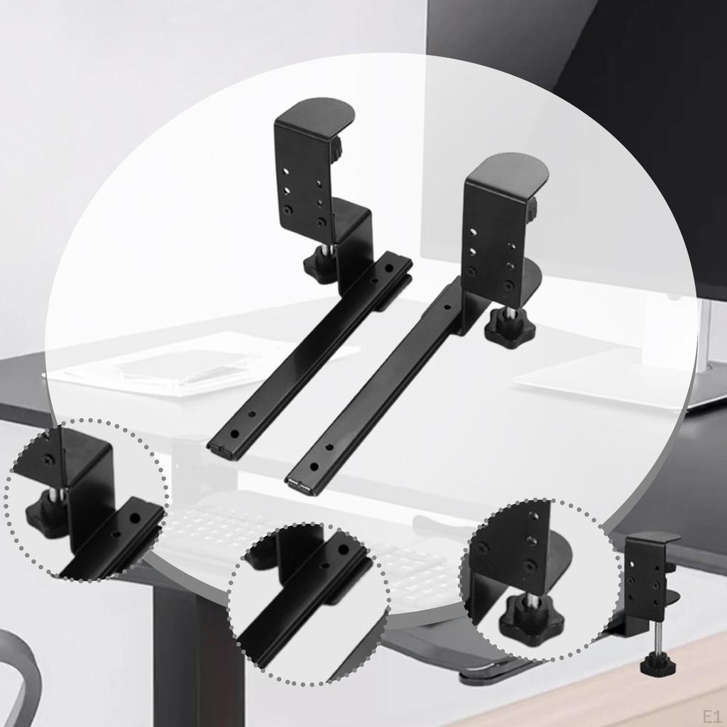 2 Pieces Under Desk Keyboard Tray Slide Slides Hardware Drawer Home Lap Full Extension