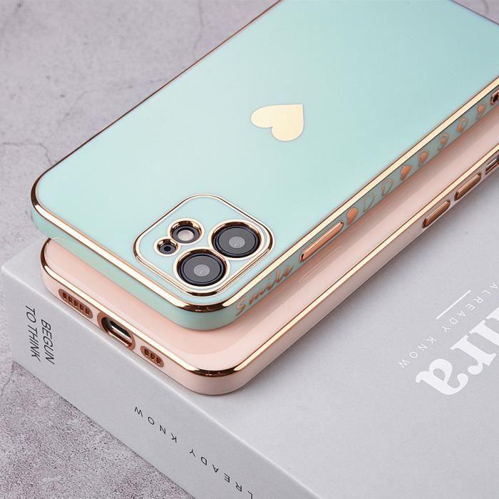 Coque de protection - Luxe - iPhone 12 Pro Max - Souple - Turquoise - Galvanisé Or