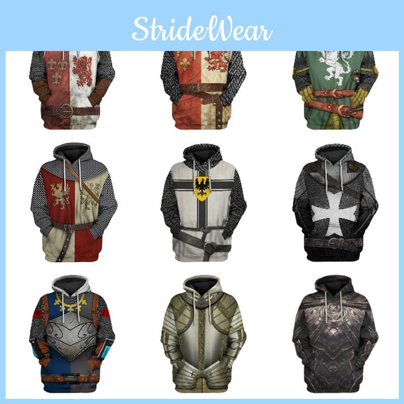 Medieval Knight Hoodie Pullover For Men And Women With Vibrant 3d Printing Design
