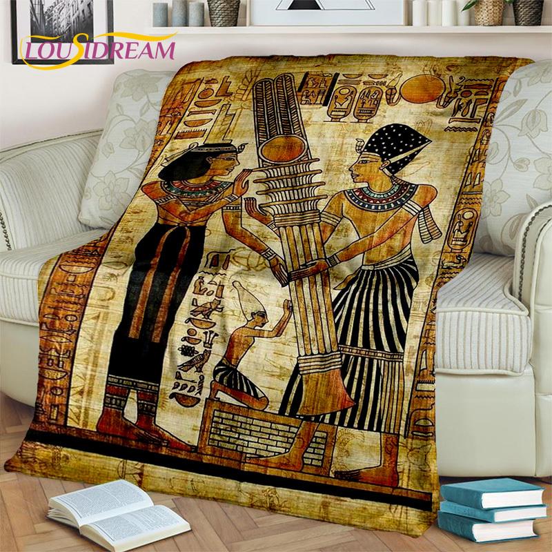Decke mit ägyptischen Mythologie-Pharao-Hieroglyphen, weiche Überwurfdecke für Zuhause, Schlafzimmer, Bett, Sofa, Picknick, Reisen, Büro, Decke