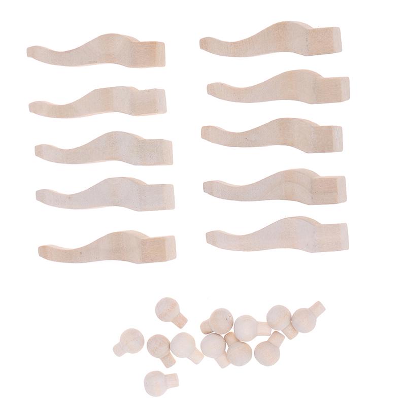 10pcs DIY Wooden Table Legs Drawer Round Pull Handles Dolls Accessories For 1/12 Doll House Miniature Decoration