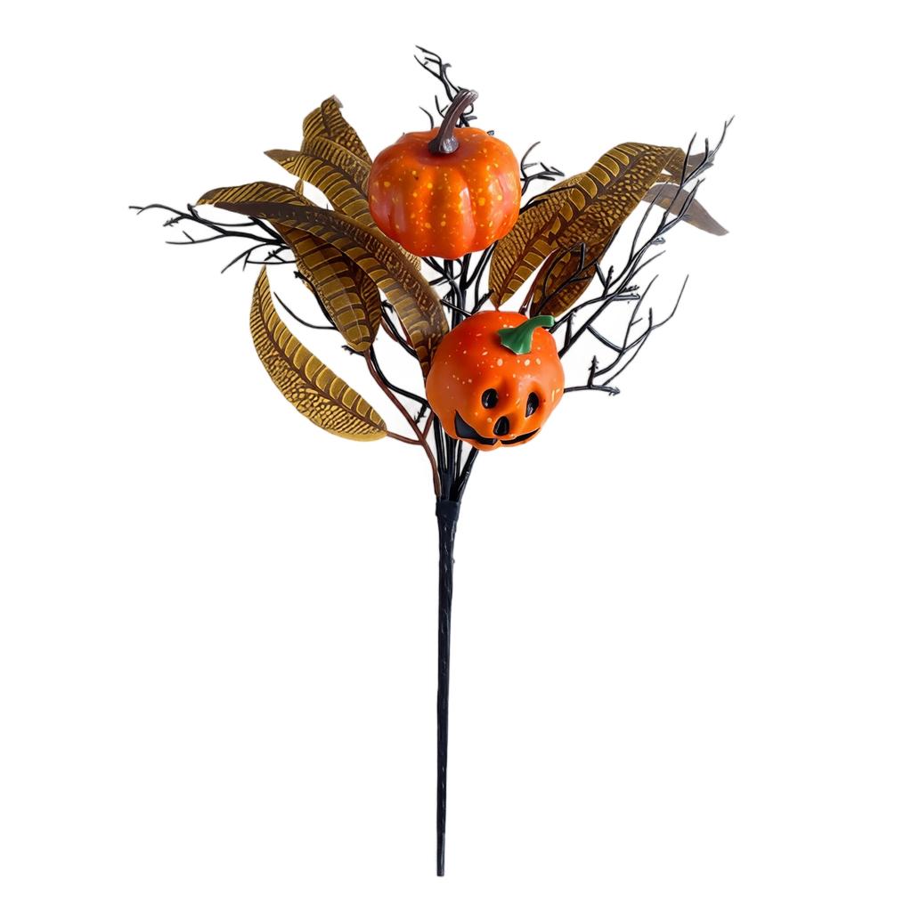 Artificial Black Rose Pumpkin Picks for Halloween Floral Arrangements and Vase Decorations