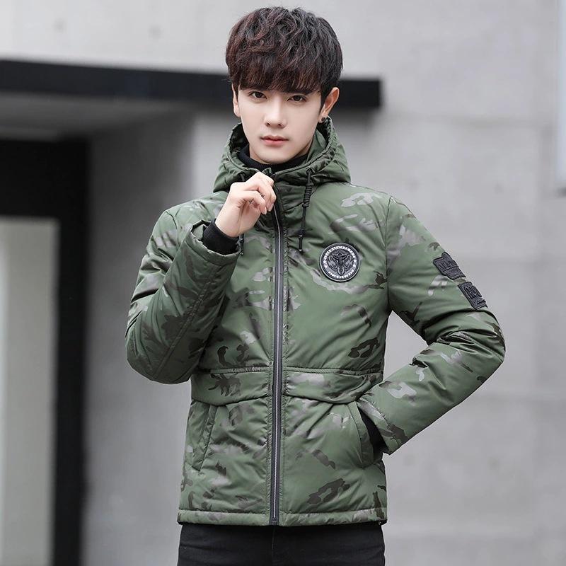 

Мужская зимняя теплая свободная повседневная короткая куртка-кардиган с капюшоном на молнии с лацканами для занятий спортом на открытом воздухе XS