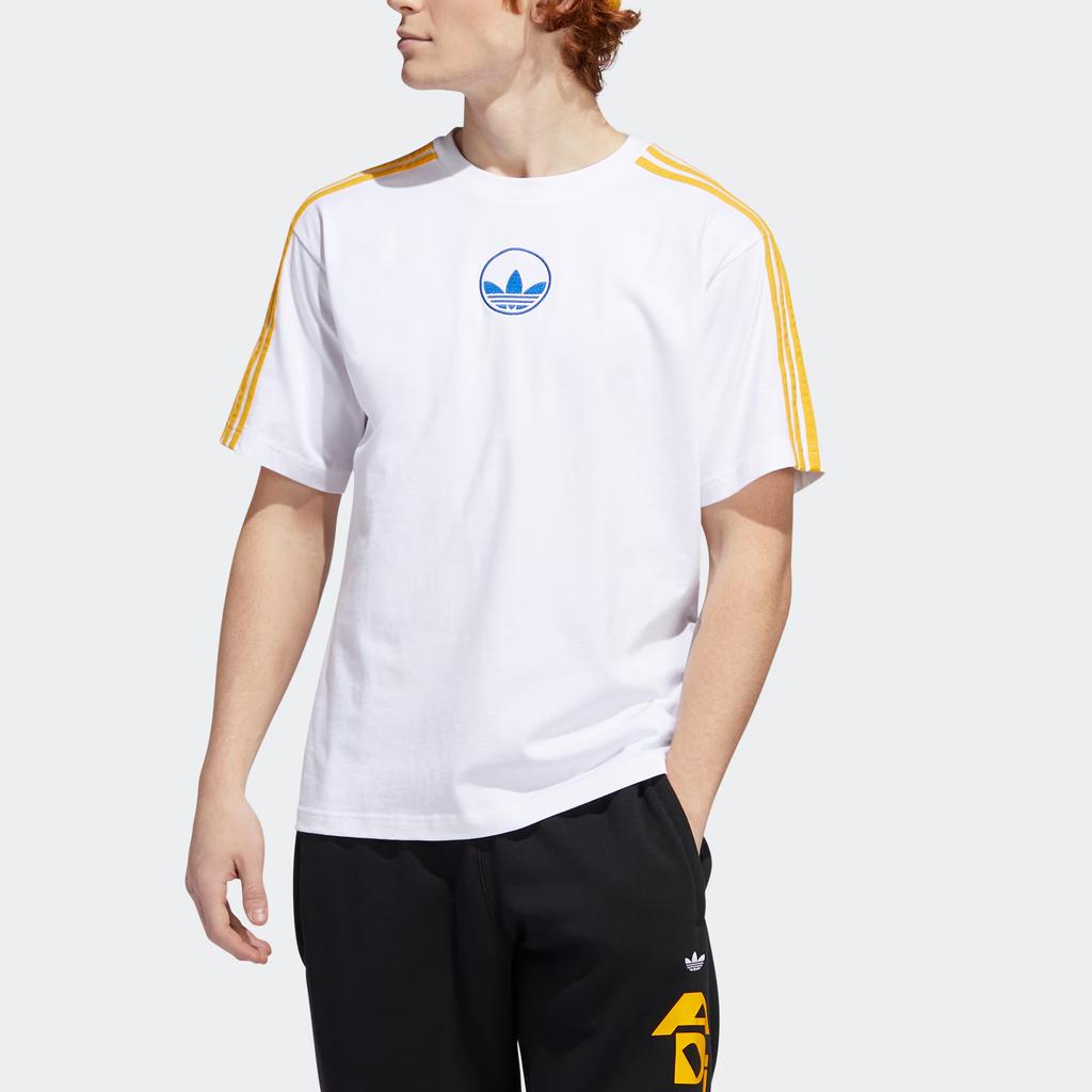 adidas Originals 3-Streifen Circle Sport Kurzarm-T-Shirt Herren Oberteile Weiß GD2122