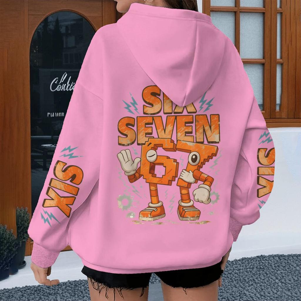 Cartoon 67 Six Seven Hoodies Men Women Meme Six Seven Cartoon Print Pullover Casual 67 Trend Hoody