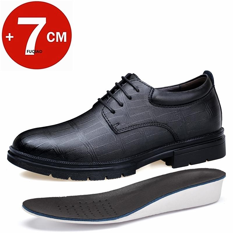 Fashion Hidden Heel 7CM Men Leather Shoes Plus Size Elevator Shoes Man Height Increase Business Office Oxfords Footwear Lift Suit Shoes