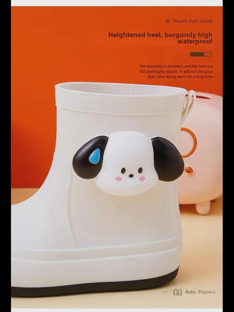 Women's Cute Korean Cartoon Non-Slip Waterproof Rain Boots with Velvet and Cotton for Warmth - Short Tube Outdoor Footwear