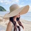Women's Large Brim UV Protection Foldable Straw Hat with Bow for Spring/Summer