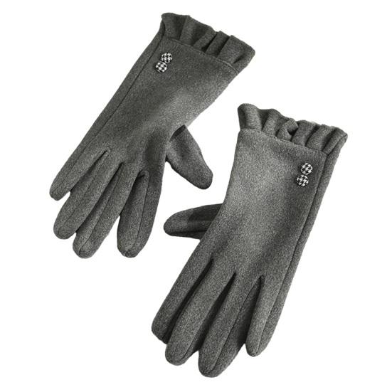 

1 пара зимних перчаток для сенсорного экрана, однотонные, мягкие, износостойкие, на флисовой подкладке, теплые перчатки для холодной погоды для женщин One Size B серый