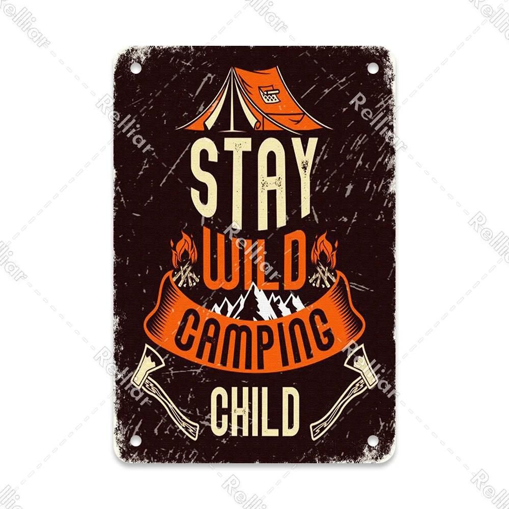 Retro Happy Camper Dekoracyjny Talerz Przygoda na Zewnątrz Metalowy Znak Blaszany Symbol Dzikiej Przyrody Ornament Plakat Dekoracja Domowego Baru Klubu Tablica