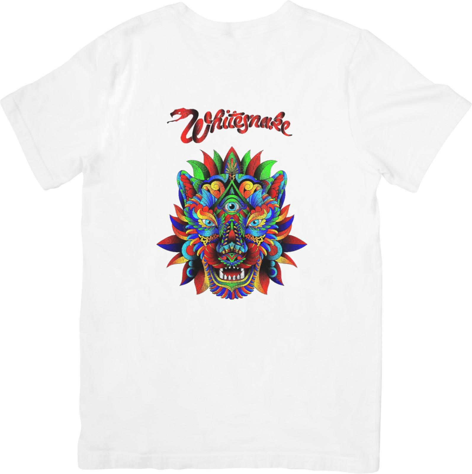 Whitesnake Music Fit for Men  Women Quality Cotton T-Shirt White. XXL