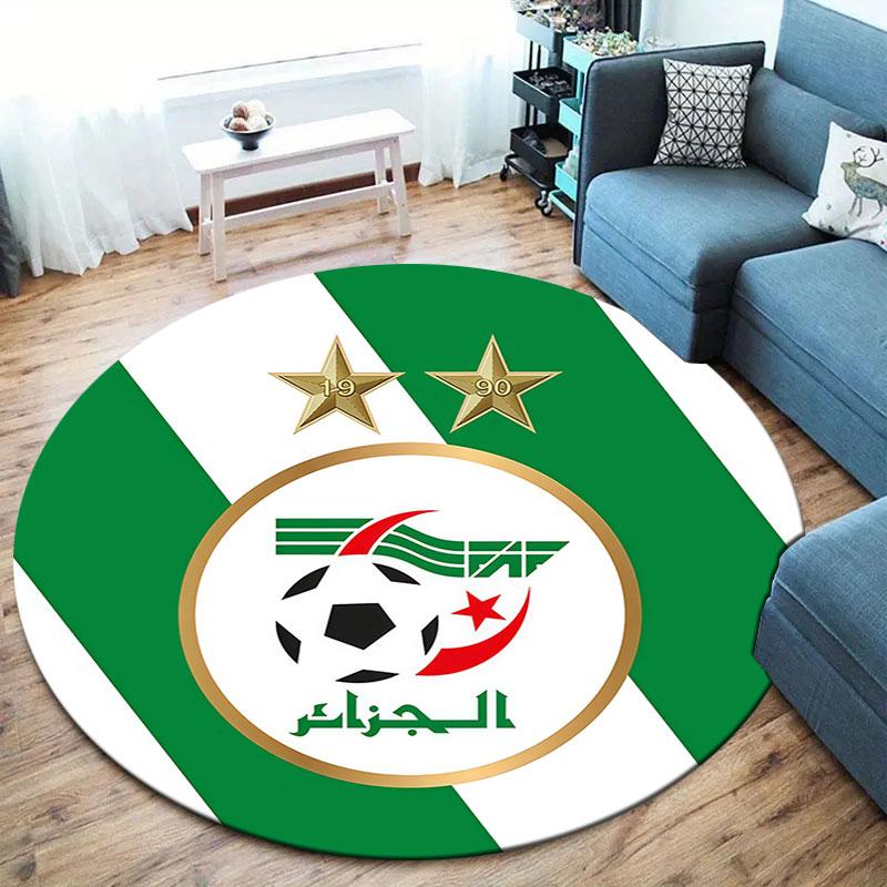 Algeria National Football Team Round Area Rug,Carpet Rug for Living Room Bedroom Sofa Playroom Decor,Non-slip Floor Mat