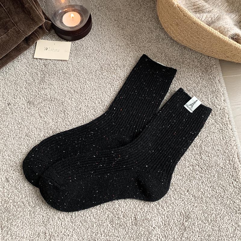 Women's Thickened Mid-Calf Cashmere Wool Socks - Warm Winter Dot Pattern