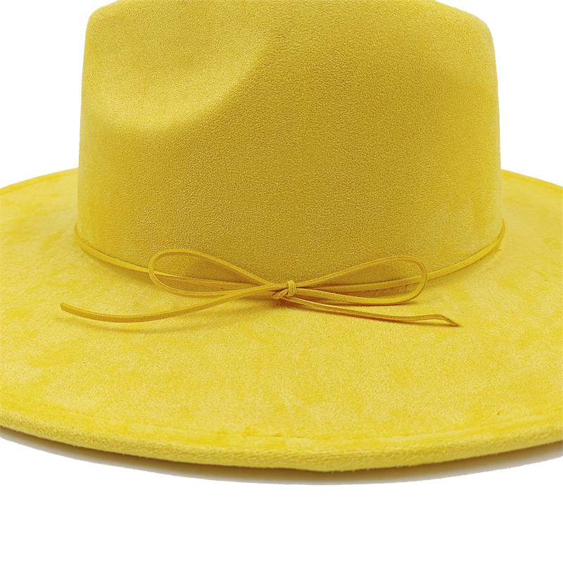 Cappello a Cilindro Piatto Rotondo 9,5 cm in Scamoscio Uomo Donna Cappello da Cowboy Western Cappello Fedora per Feste e Palco Design Autostile Stile Etnico Cappello Superiore