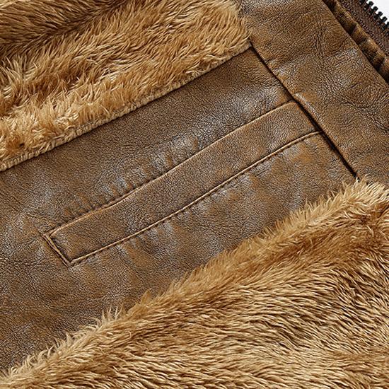 Winter Padded Long-sleeved Large Size Washed Solid Colour Vintage Leather Jacket Washed Faded Craft Jacket Men's Fashion Handsome Jacket