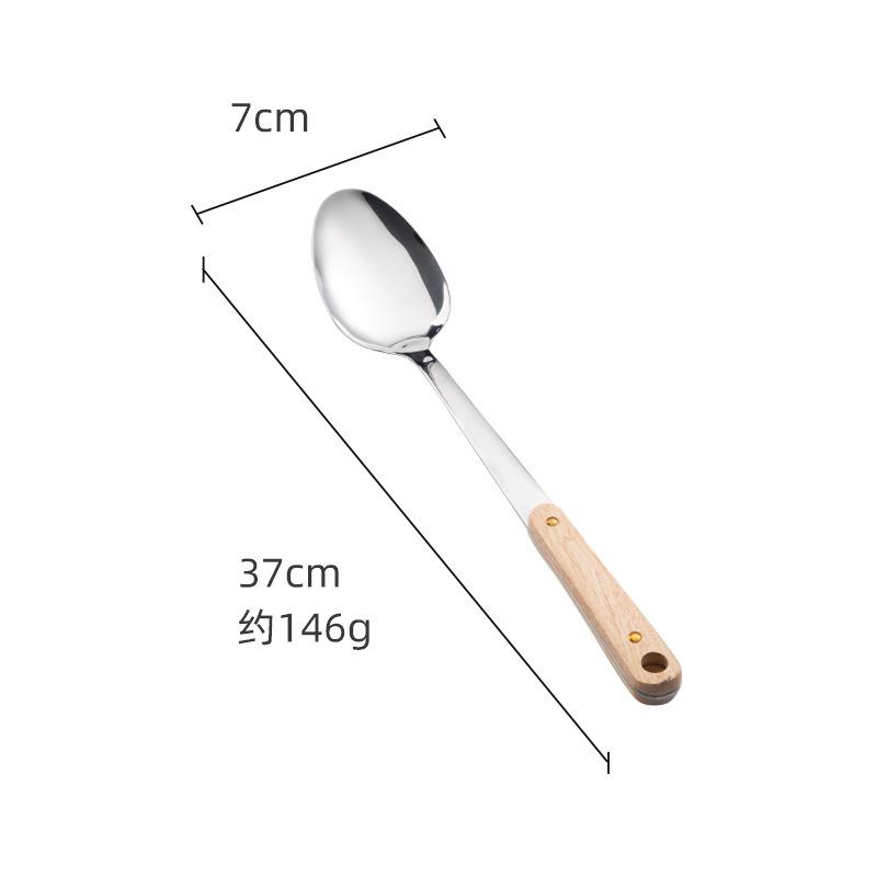 HANYANG Espátula de acero inoxidable, utensilios de cocina, espátula con mango de madera, espátula para cocinar