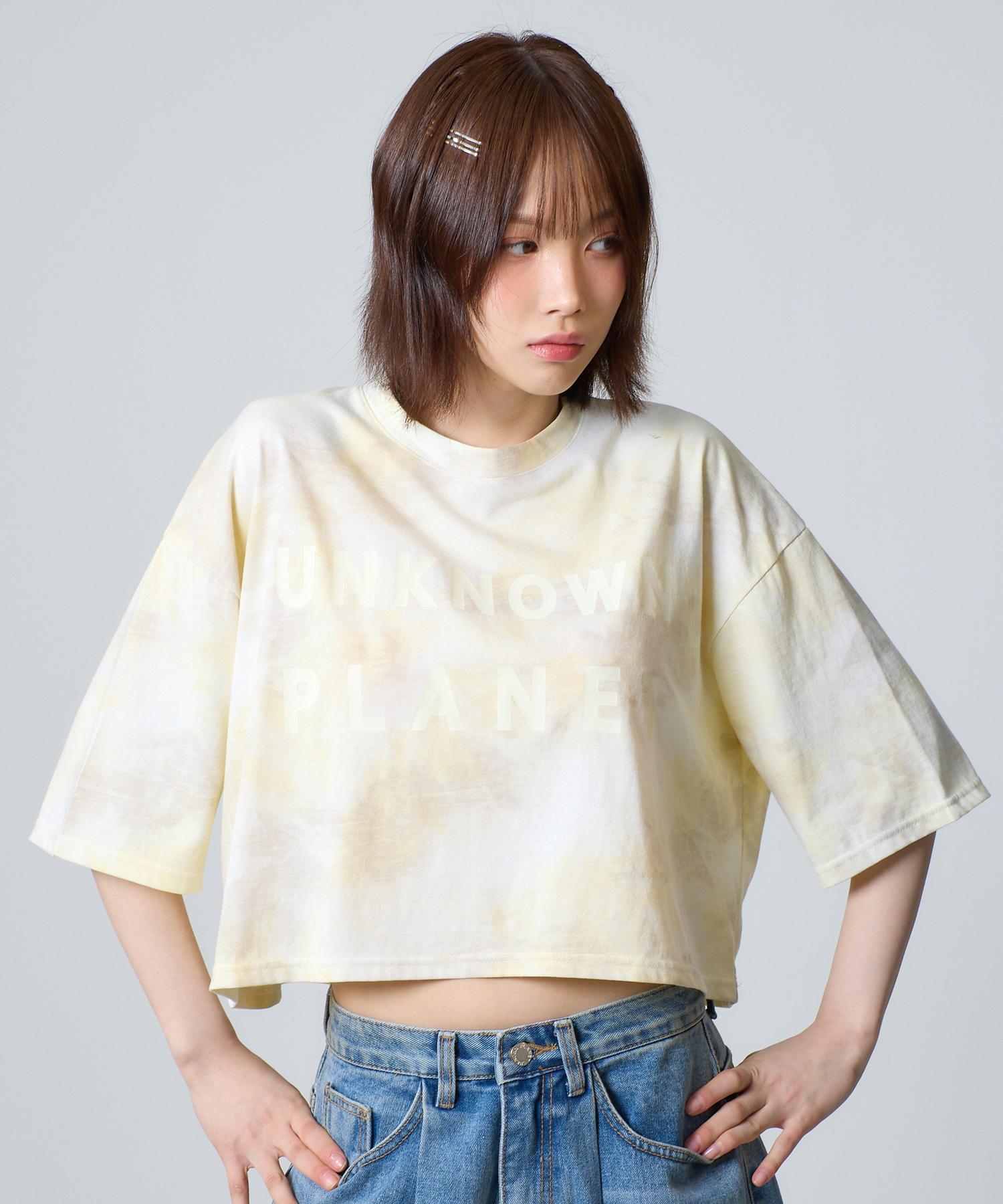 Round Planet Dyed Crop Top Yellow Yellow/Free
