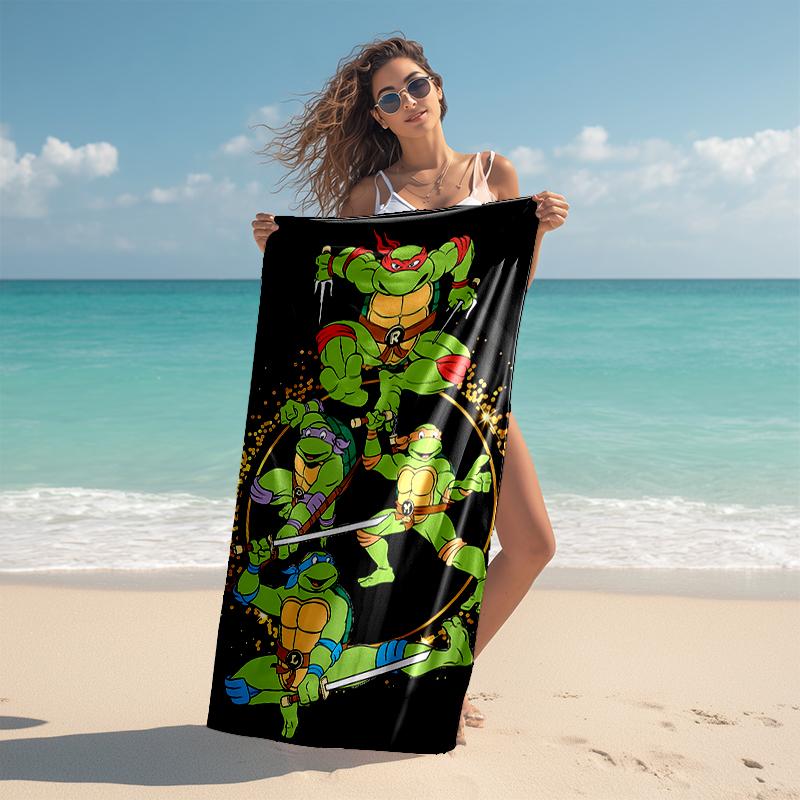 1pc Teenage Mutant Ninja Turtles Beach Towel, Comfortable and Thick, and Swimming/Bath/Picnic/Camping Towel, Suitable for Seaside Beaches