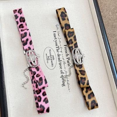 Leopard Print Bow Saturn Choker - Retro Y2K Punk Style
