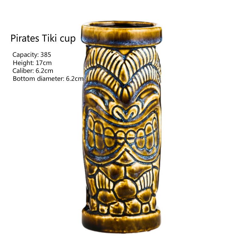 400ml Creative Ceramic Tiki Cup Hawaii Cocktail Glass Cool Drinks Pirate Soldier AimarMaui Idol Wine Glass Carving Culture Cup 400ml