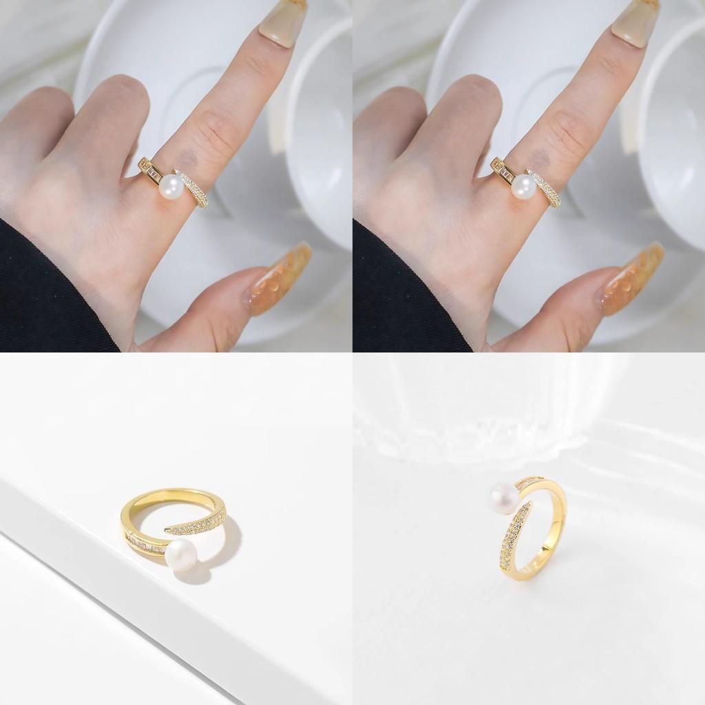 And Sophisticated Eyecatching Pearl Zircon Open Ring Perfect For Occasion Any