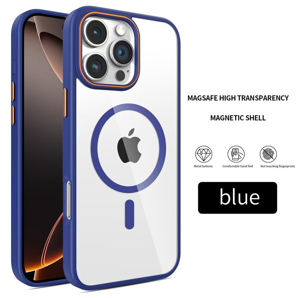 Magnetic Luxury Transparent Acrylic Armor Shockproof Case For iPhone 16 15 14 13 12 11 Pro Max For Magsafe Wireless Charge Cover