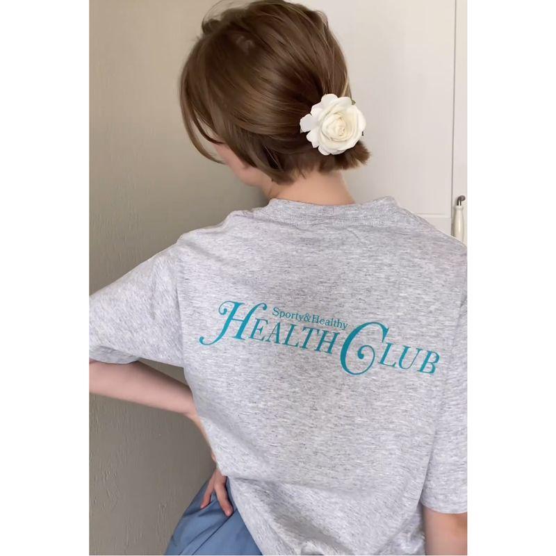 Health Club Special-Interest Design American Retro Style Letter Print Pure Cotton Short Sleeve Shoulder T-shirt for Women