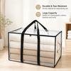 1Pc Heavy-Duty Waterproof Moving Storage Bag With Reinforced Handles And Zipper, Transparent Foldable Organizer Bag With Mesh Sides For Easy Viewing