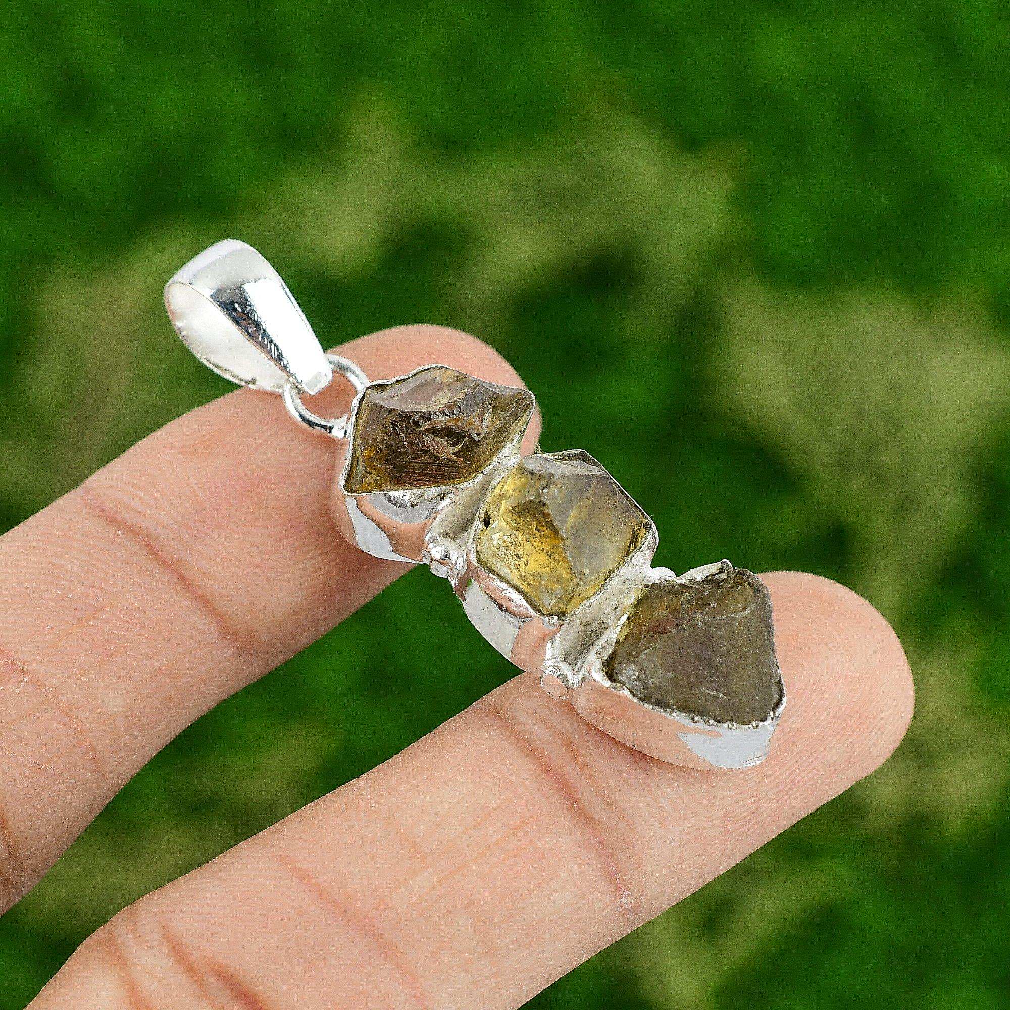 

Daughters Day Deal Sterling Silver November Citrine Gemstone Bezel Boho Pendant