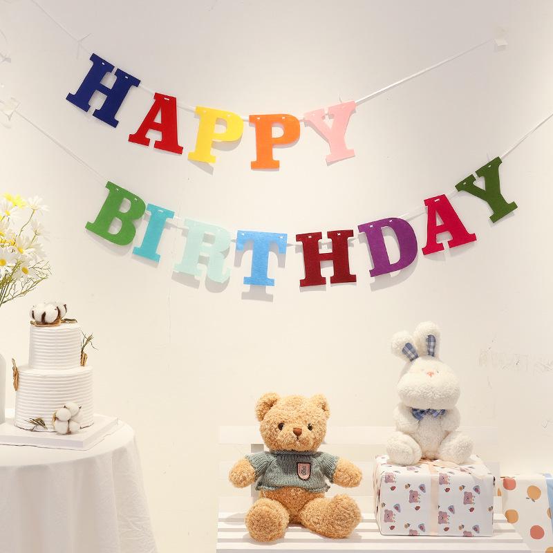 Ins-Style Macaron Happy Birthday Banner for Girls' Party Decor