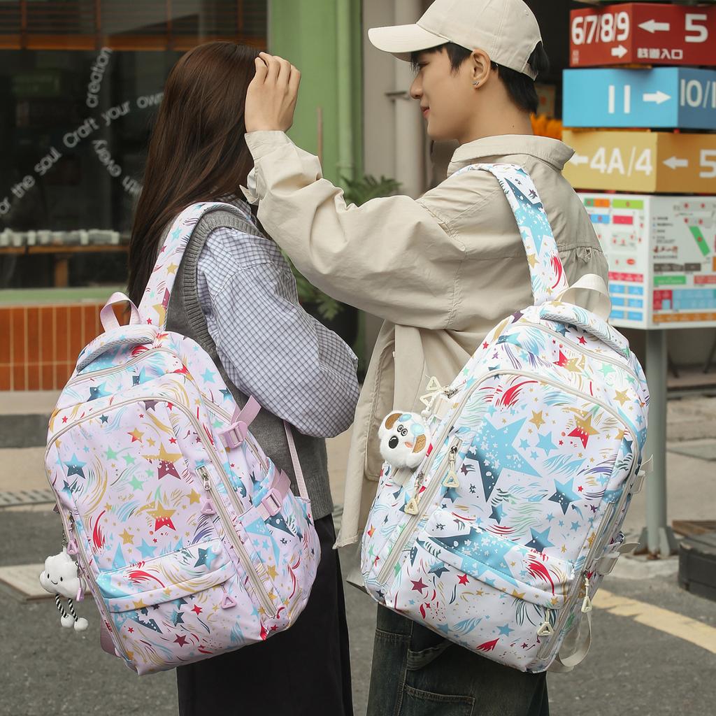 Schoolbag Female New Cartoon Graffiti Middle and High School Students Backpack Large Capacity Backpack Small Fresh Cute Students