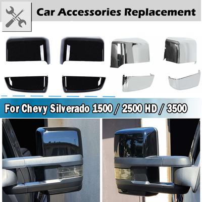 Rhyming Rückspiegel-Abdeckkappe, Chrom oder Schwarz, 2 Stück, passend für Chevrolet Silverado GMC Sierra 2014 2015 2016 2017