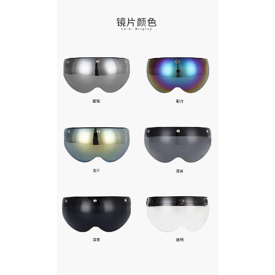 Universeller 3-Druckknopf-Visier für Motorrad-Offenhelm Windschutz Klapp-Auf-Ab-Linse Sonnenbrille Halbkopfhelm Visier Windschutz