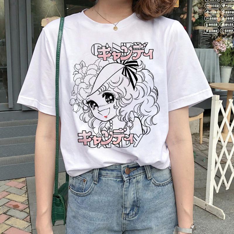 Kawaii Candy Candy Anime Summer Top Tshirt Femen Print T Shirt Grunge Anime Manga T Shirt Top Tees Graphic Aesthetic