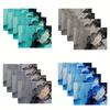 Marmor-Platzsets Set of 4 Türkis Grau Blau Tischsets Hitzebeständig Waschbar Küche Esstisch Dekoration Moderner Luxus Stil