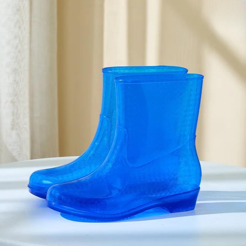 

Women s Mid-Calf Crystal Rain Boots Transparent Anti-Slip Wear-Resistant Waterproof Shoes Fashionable Adult Slip-On PVC Boots 41